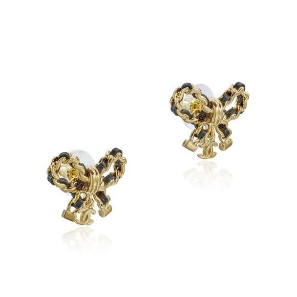 CHANEL LAMBSKIN BOW EARRINGS - Picture 2 of 3